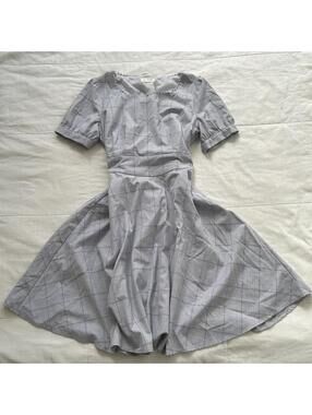 Axes Femme Gray Plaid Fit & Flare Dress Size M Japan